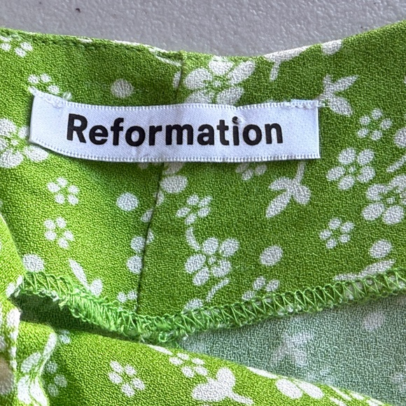 Reformation Halsten Green Ditsy Floral Midi Slip Dress Side Slit 12 - Picture 4 of 9